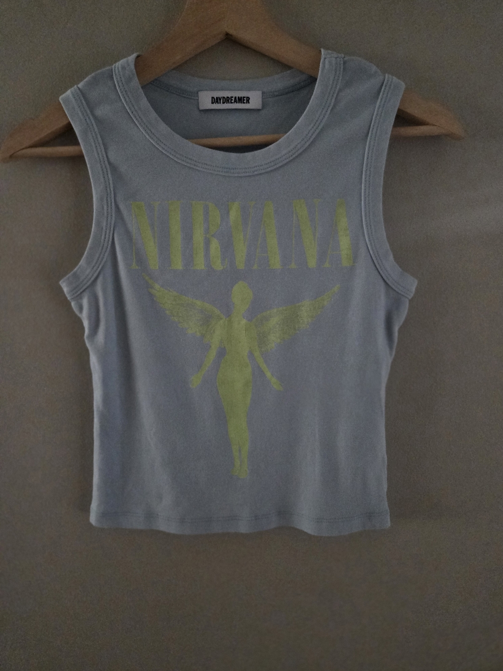 Daydreamer Sky Blue Ribbed Tank with Neon Yellow Graphic - Picture 3 of 8
